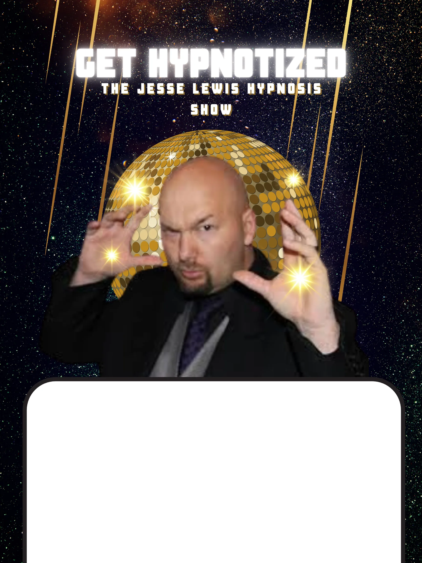 Jesse Lewis comedy hypnosis show get hypnotized promo graphic